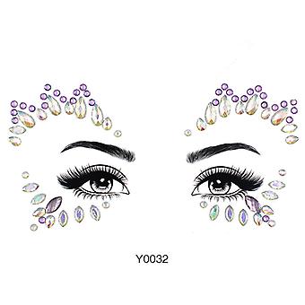 Veeki 1PCS  Luminous Face Jewels Crystal Glitter Stickers , Makeup Green Halloween Rainbow Tears Glow In Dark Rave Accessories