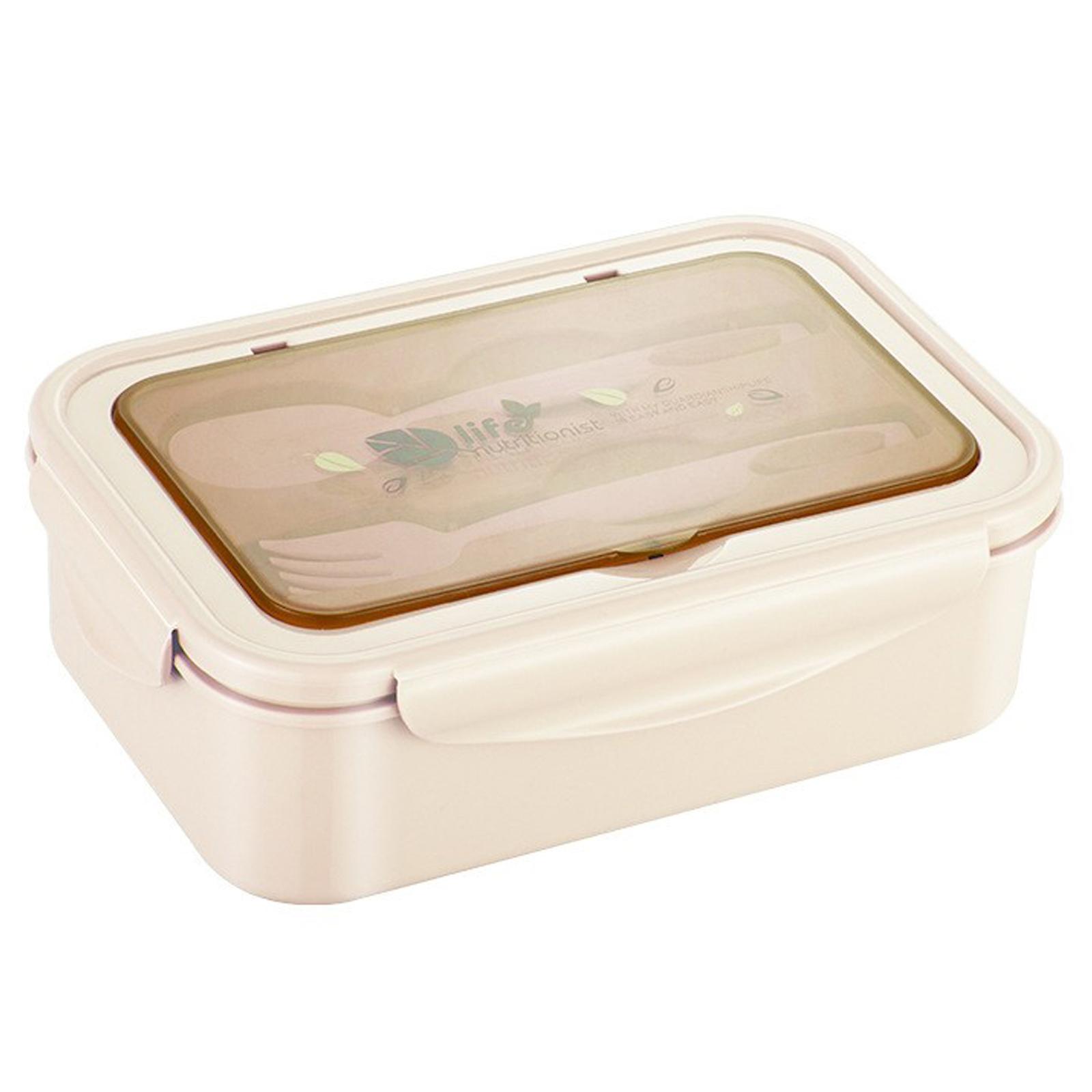 3 Compartment Lunch Box Leakproof Food Container Bento Storage Box With Spoon Fork