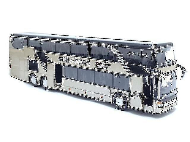 Alloy Pull Back Bus Model High Imitation Double Sightseeing Flash Hračka Vehicle Gold