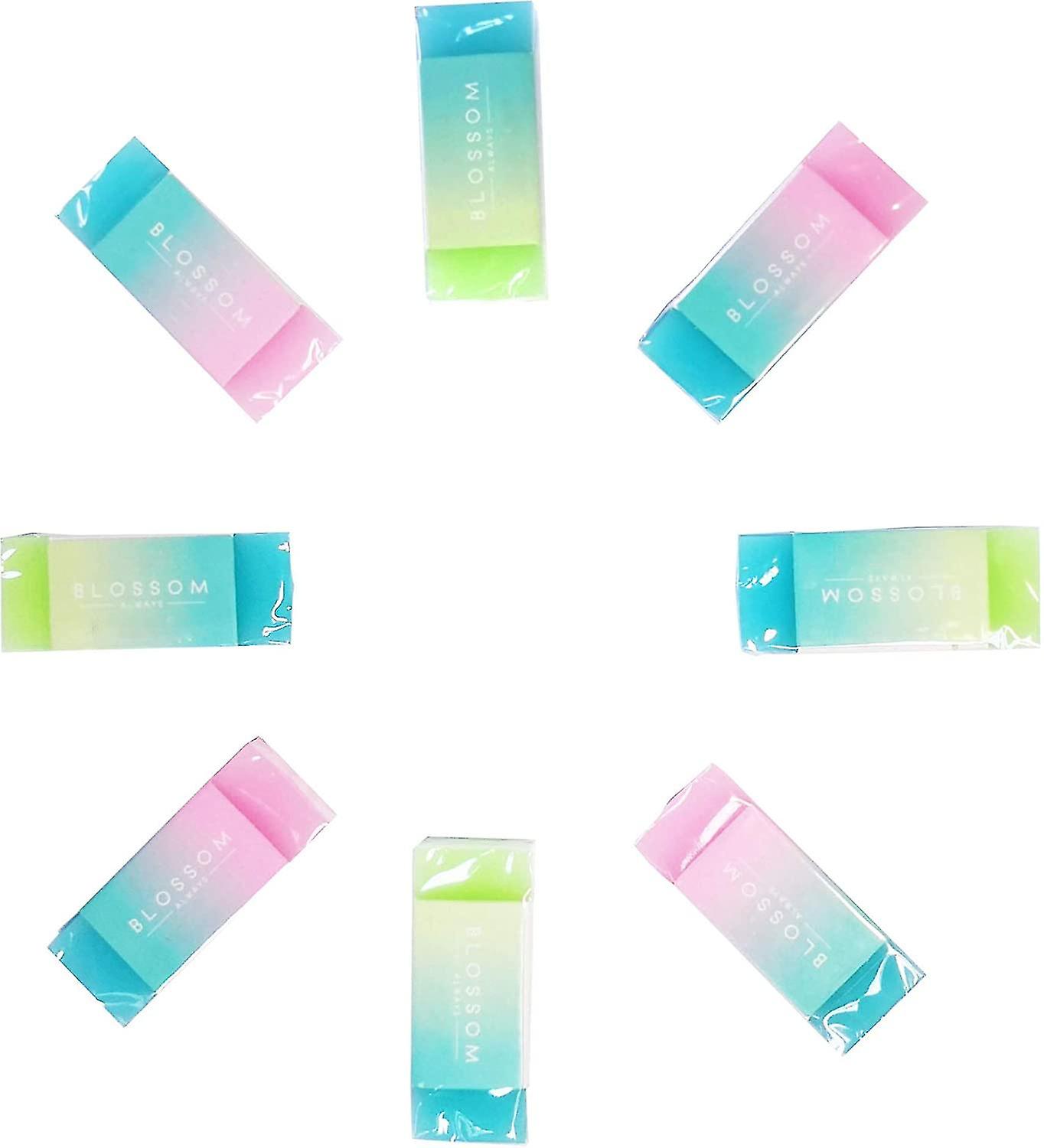 2024 8 Pcs Premium Quality Eraser, Fruit Scented Eraser, Gradient Colored Pencil Erasers
