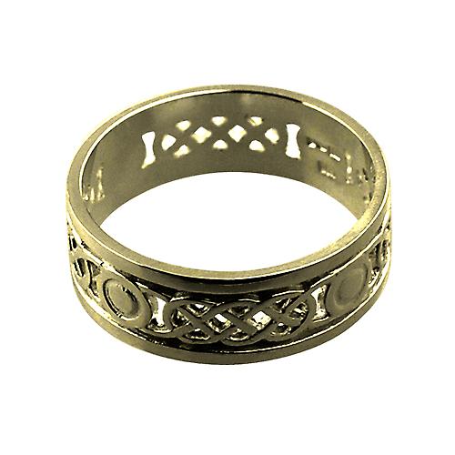 18ct Gold 8mm pierced Celtic Wedding Ring Size Z+1