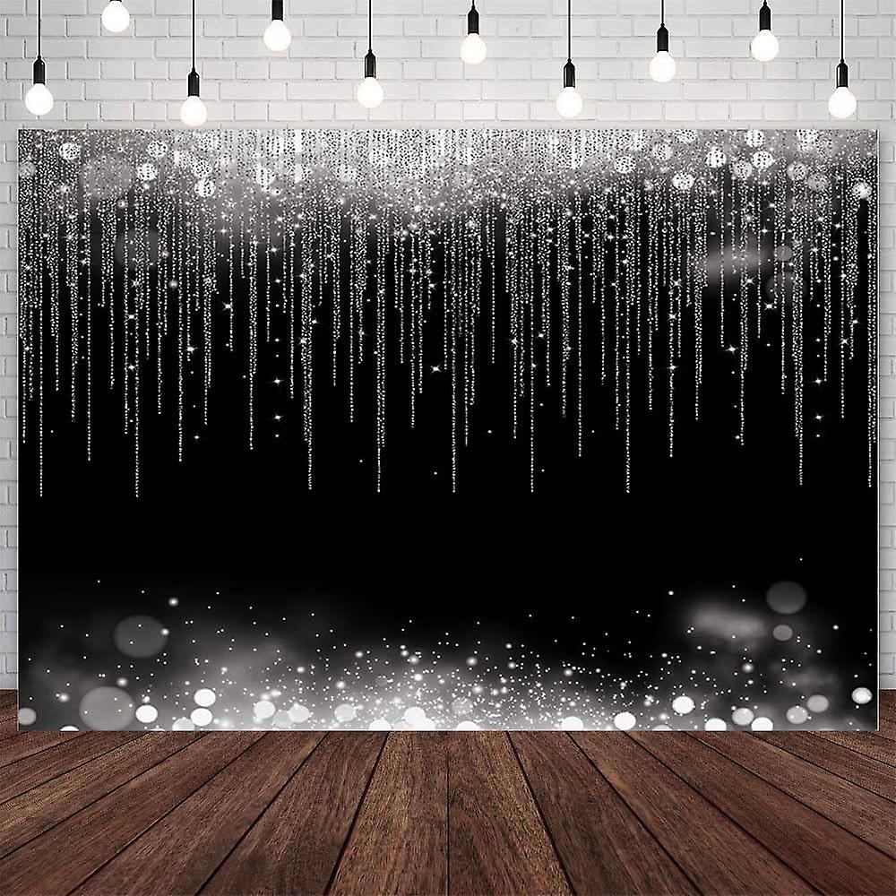Geburtstags-Hintergrund 3 X 2,4 M – Silberner Glitzer, Vinyl, Für Fotoshootings & Partys