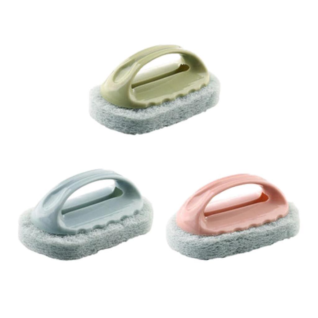 3 Pcs Kitchen Sink Scrub Pad Sponge Foam w/ Handle Bathroom Bathtub Cleaning