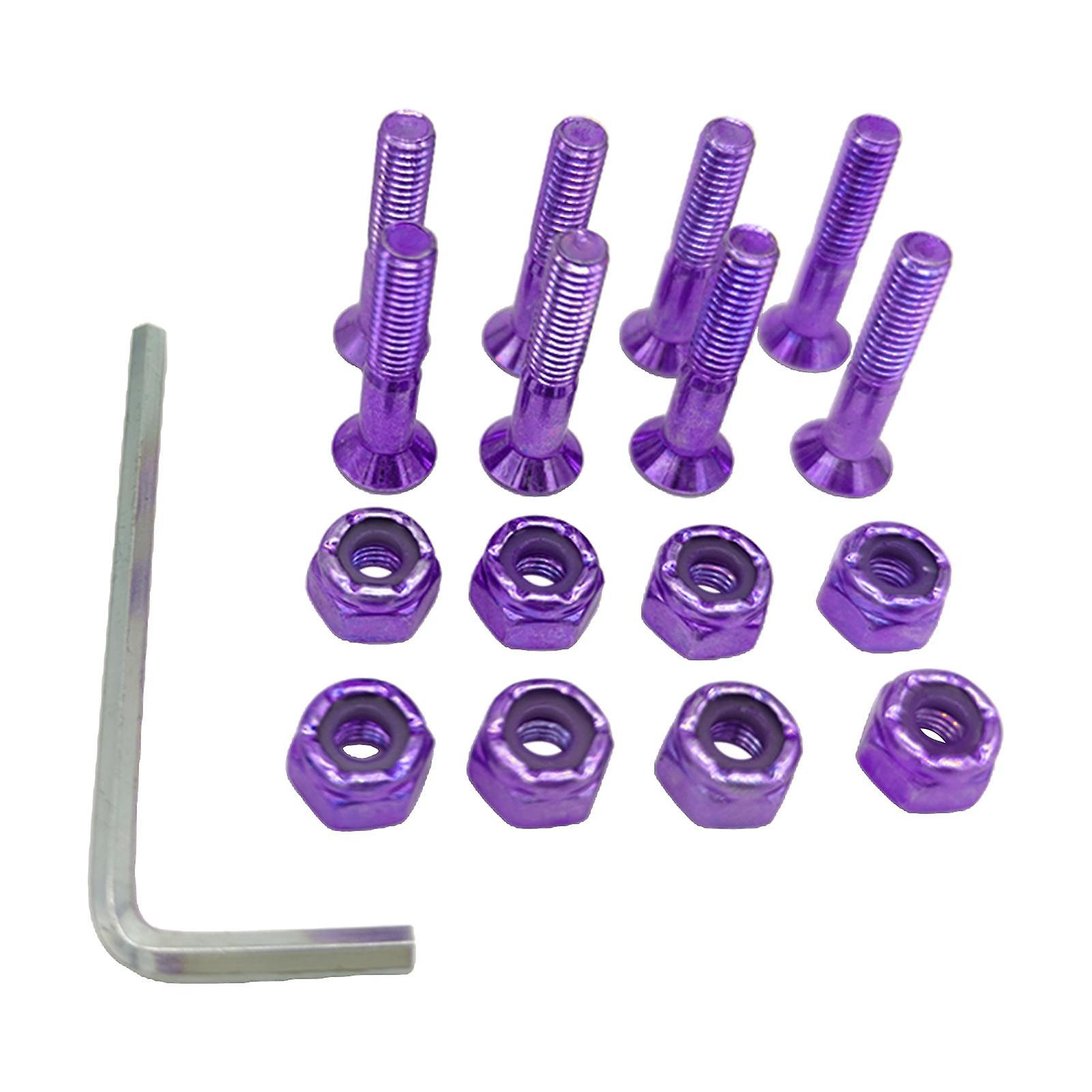 8pcs Replacement Skateboard Hardware Set Longboard Screws Accessories purple