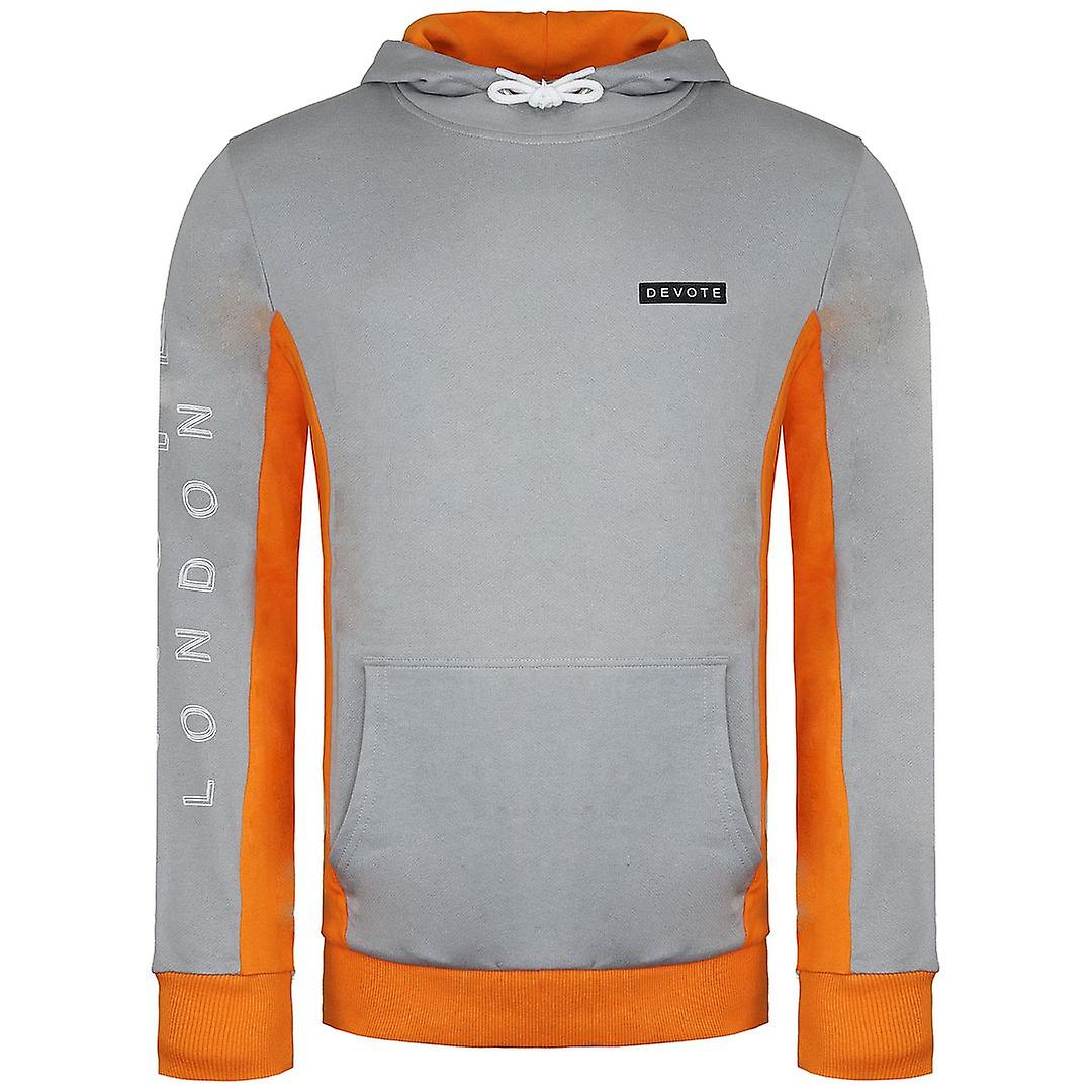 Devote London Sleeve Grey Orange Pullover Men Cody Hoodie 66D15QMUL GREY ORANGE