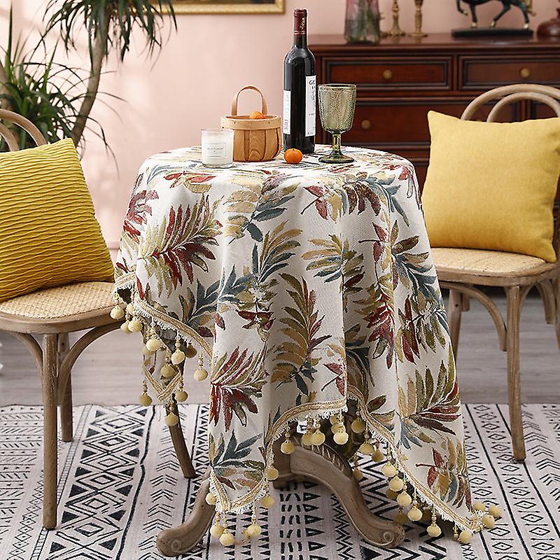 Embroidery Tassel Flower Cloth Tablecloth Round Tablecloth