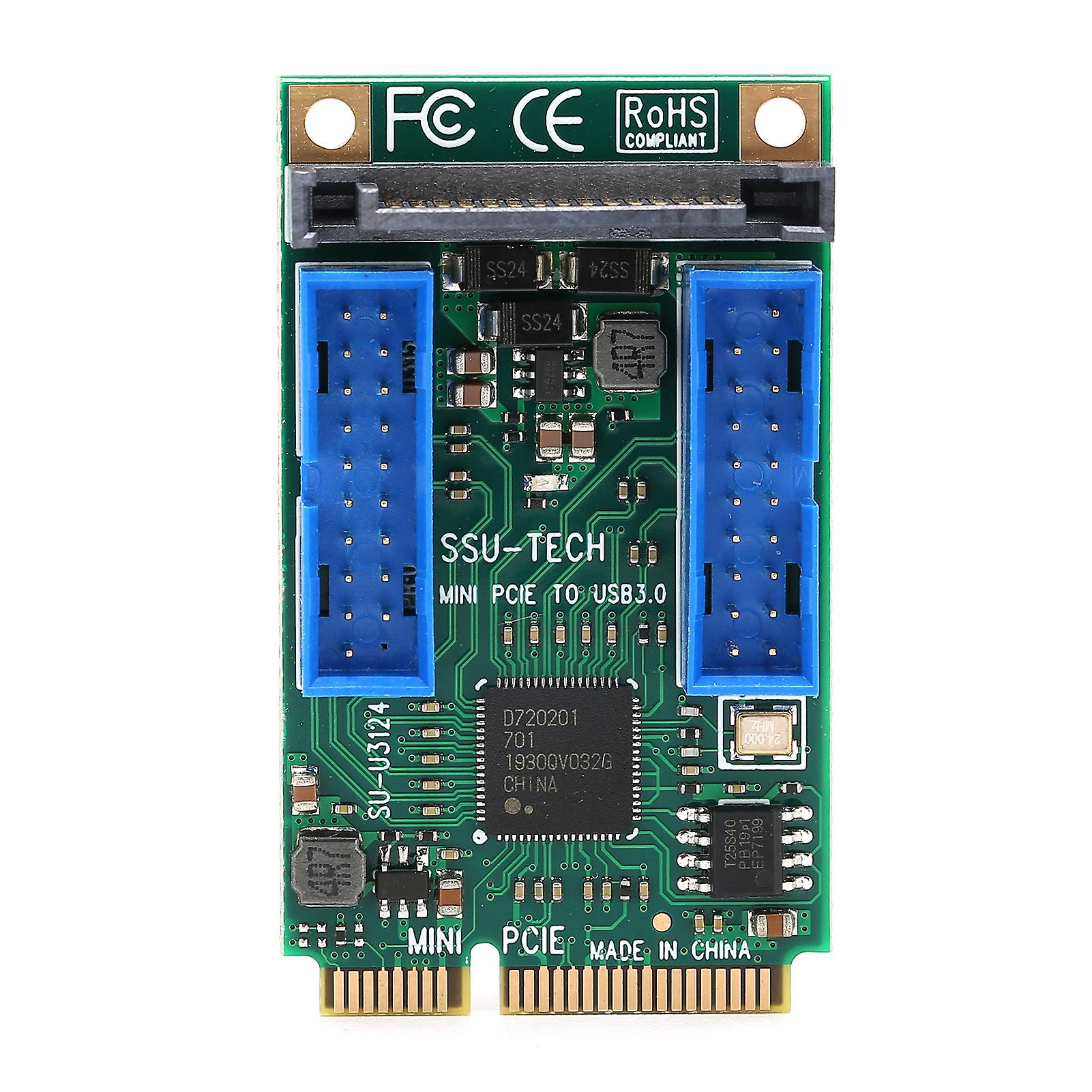 MINI PCIE to USB3.0 Front Expansion Card for Windows XP/2003/Vista Win7/win8/win10/2003/Linux(Dual 19PIN（10313） )