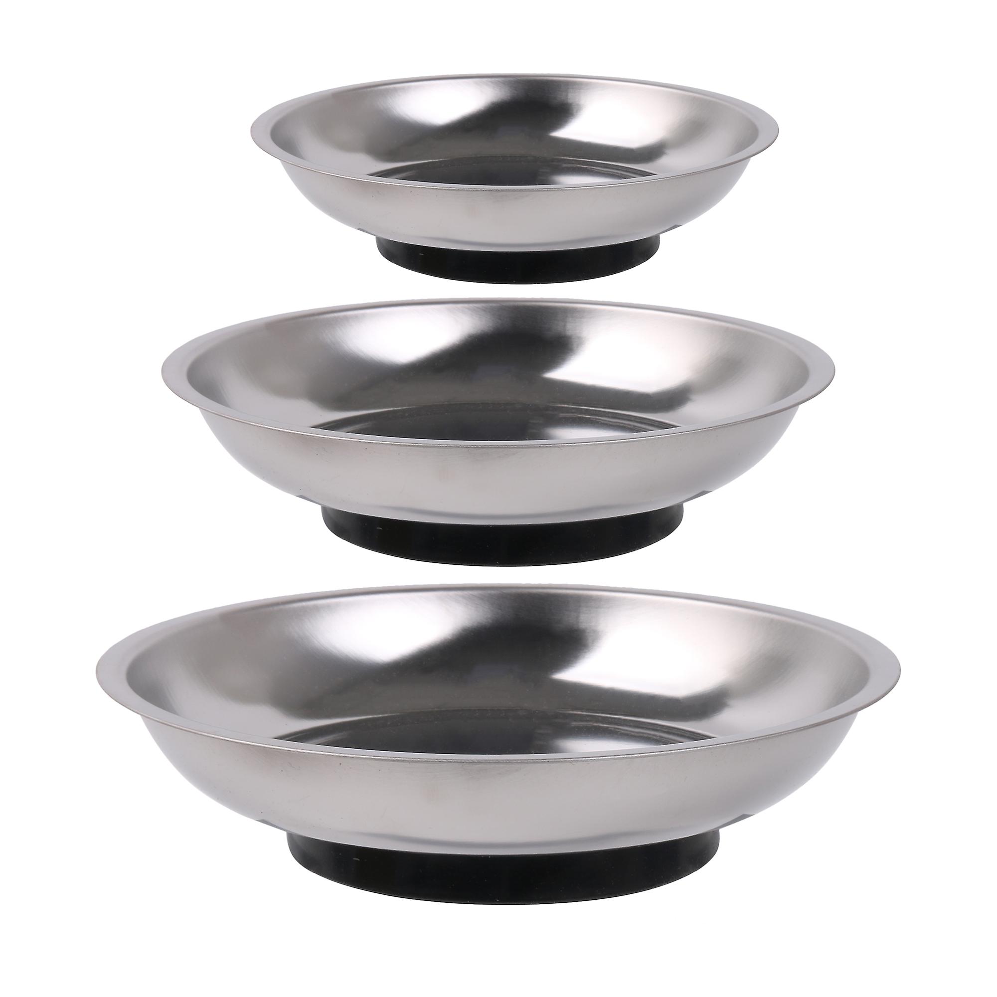 3 x Round Magnetic Trays Set for Small Parts and Pins & Tools 3Inch 4Inch 6Inch