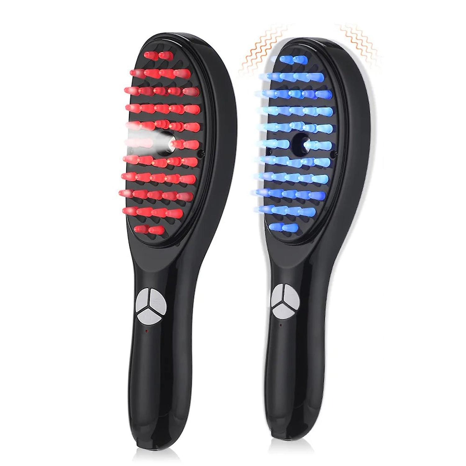 Elektrisk Vibration Hårväxt Kam Massager - Rött Ljusterapi