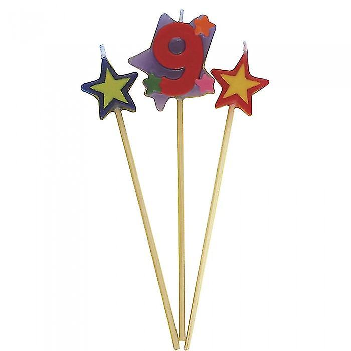 Amscan 9th Birthday Pick Candles Set (Pack of 3)