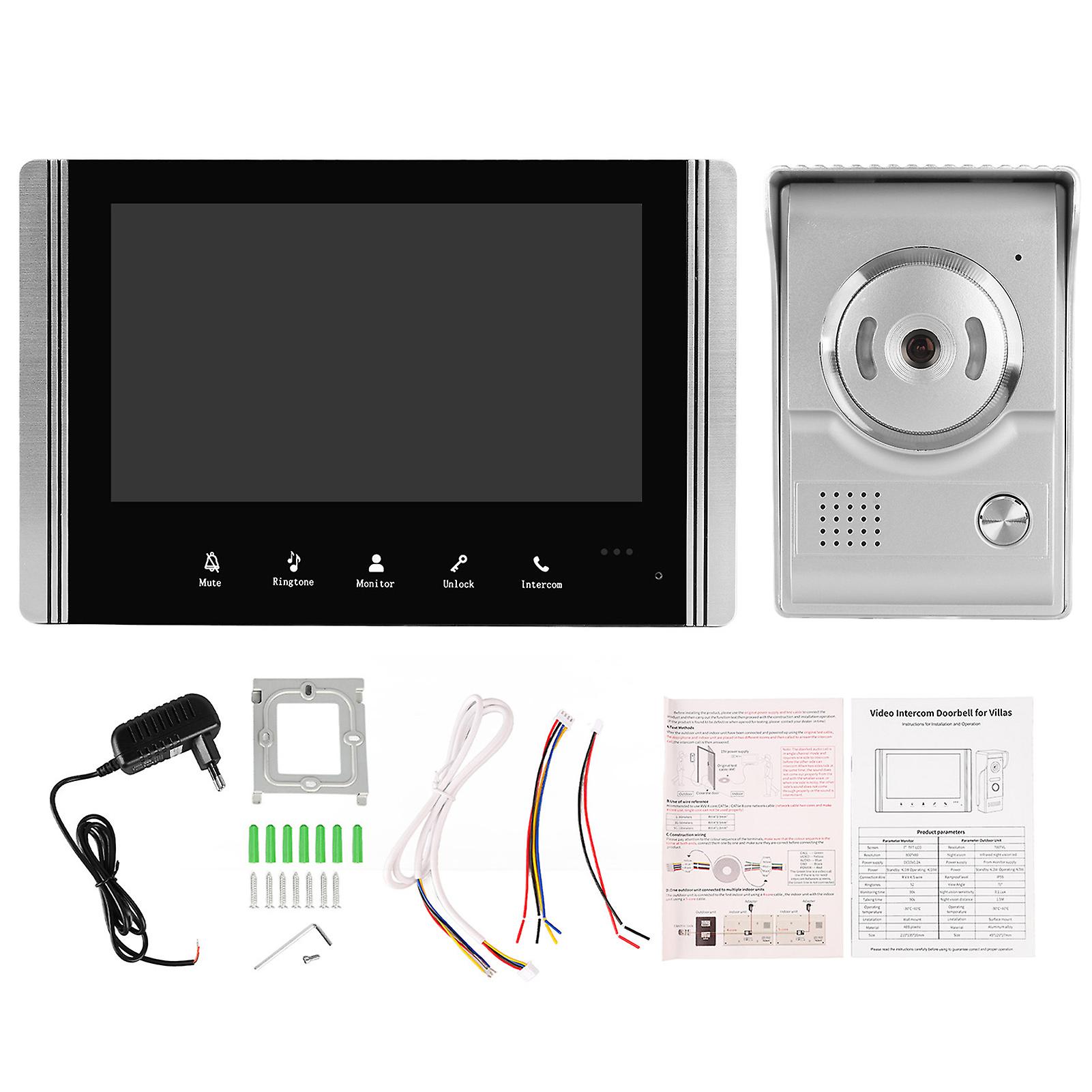 Smart Video Doorbell with LCD Display, Night Vision & Touch Button - Intercom System