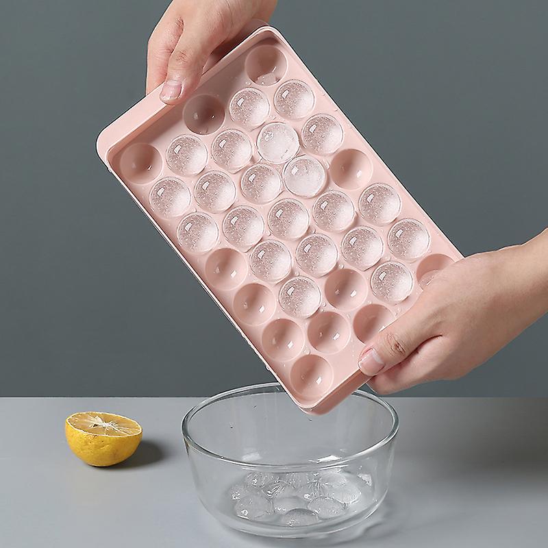 Ice Cube Tray,1Pc Ice Cube Mold with Lid - 32 Ice Cube Molds for Jelly Milk Juice Cocktails Whiskey - and BPA Free (Pink)