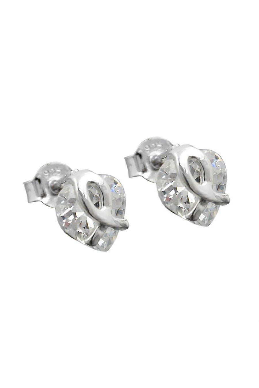 Stud Earrings Zirconia Heart Silver 925 - Gl90305
