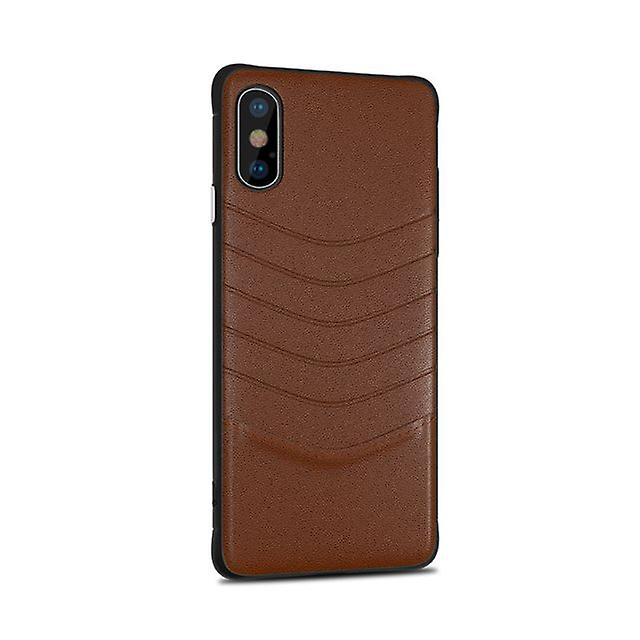 Soft Shockproof Leather Case Cover for Apple iPhone X / XS - Coffee