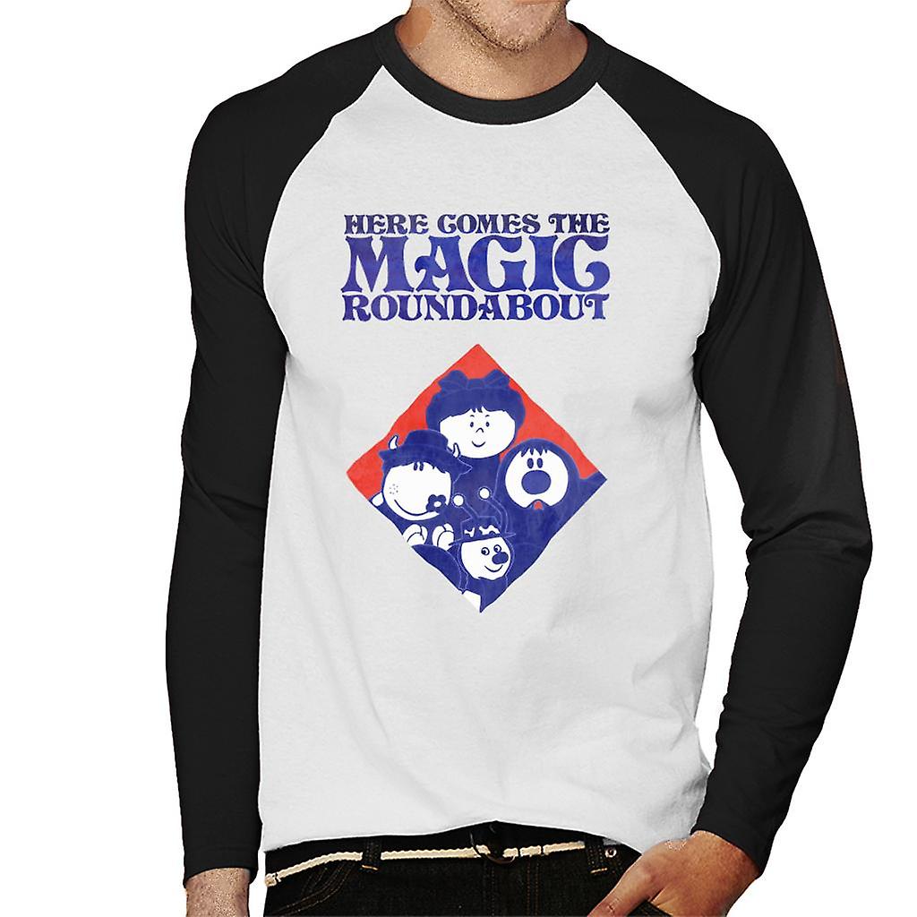 The Magic Roundabout Retro Blue Tone Diamond Men's Baseball Long Sleeved T-Shirt