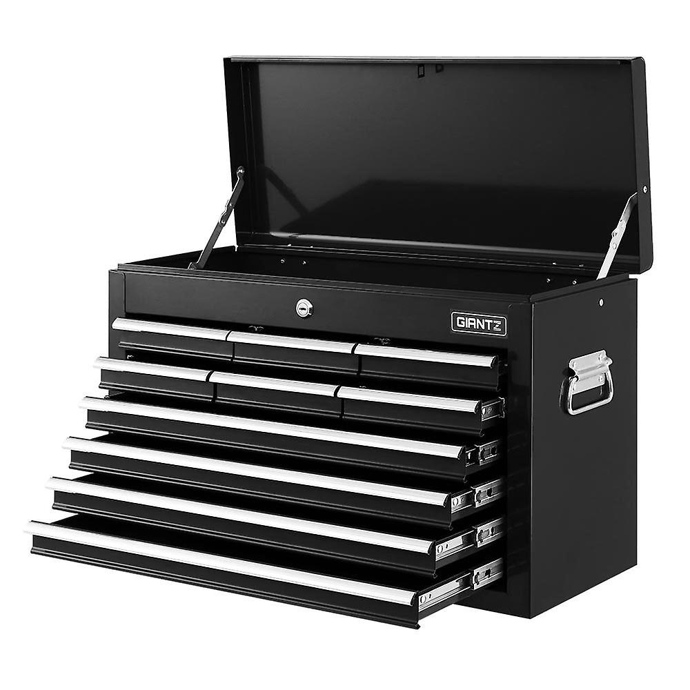 Giantz 10 抽屉工具箱、胸柜、车库储物工具箱、黑色工具柜和橱柜