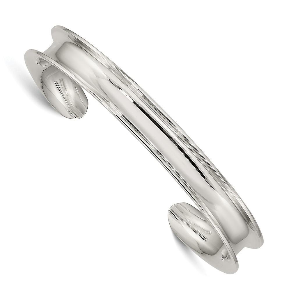 925 Sterling Silver Solid Concave Polished 8.5mm Cuff Stackable Bangle Bracelet-Cuff-Bracelet for Women