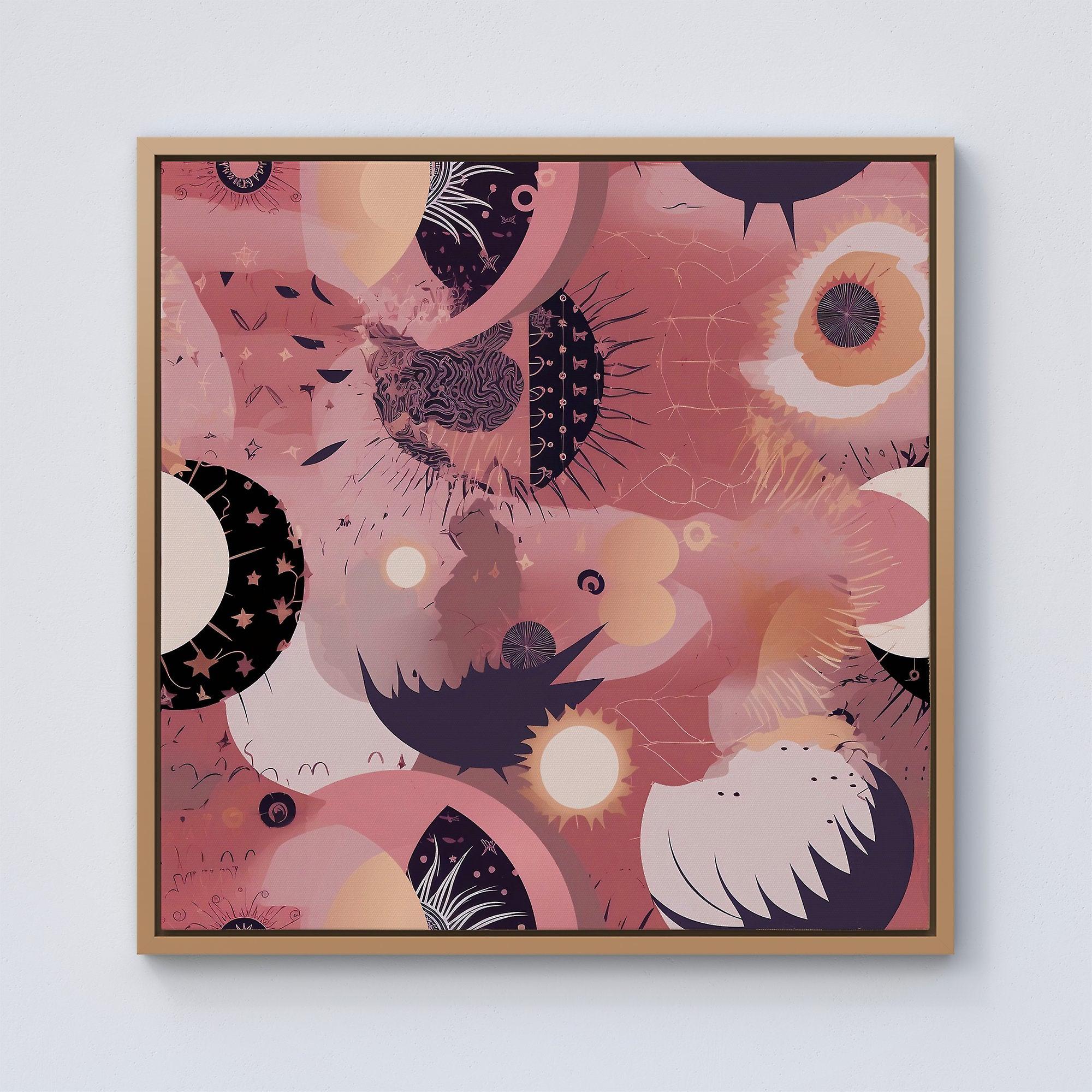 Abstract Red Pink Pattern Framed Canvas