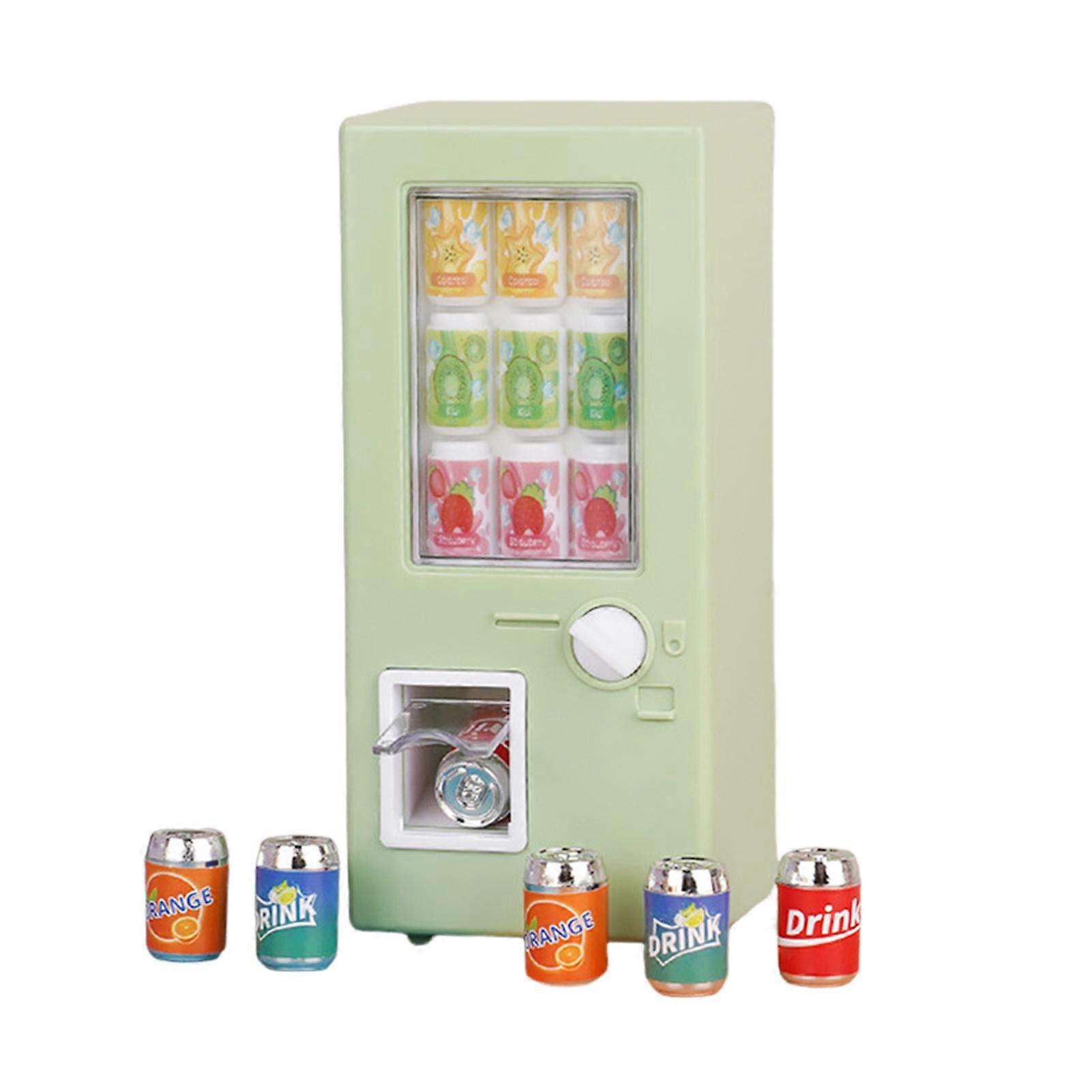 Mini Dollhouse Beverage Dispenser Simulated Interactive Drinks Machine with Drinks Miniature Beverage Machine Ornament for Doll House Miniature Model