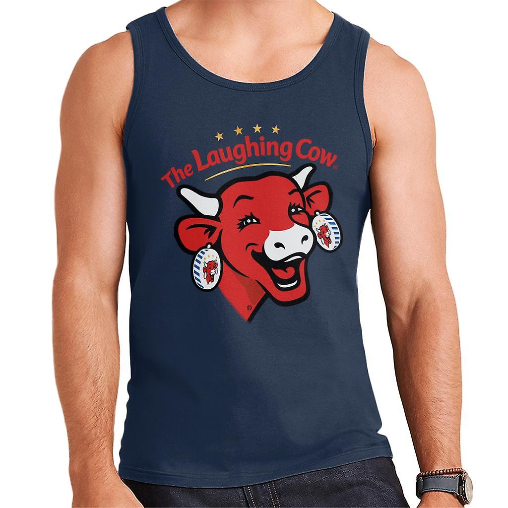 La vaca risueña logotipo contemporáneo chaleco de los hombres