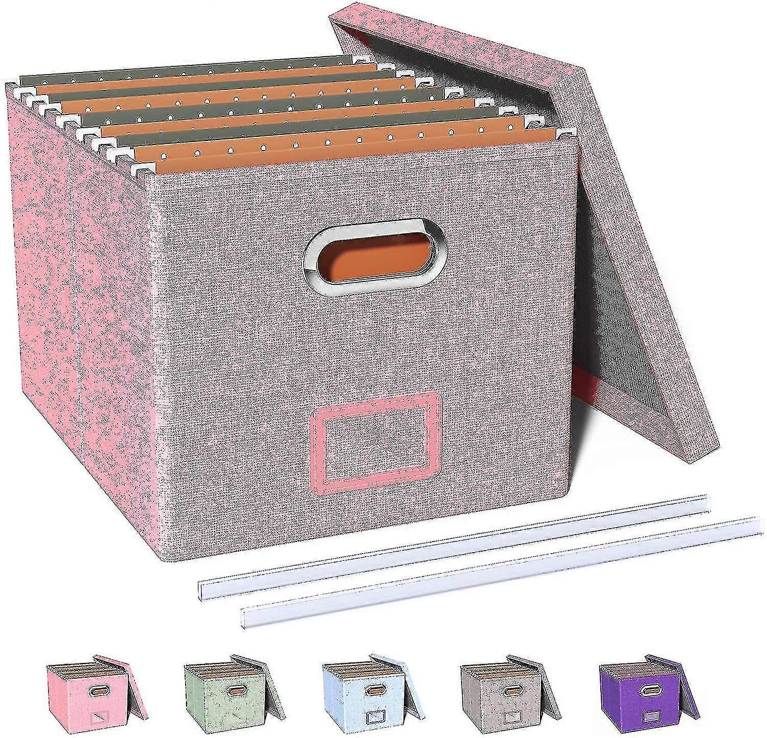 File Storage Organizer Box,filing Box,portable File Box With Lid,fit For Letter/legal File Folder Storage, Easy Ide Durable Hanging File Box For Off