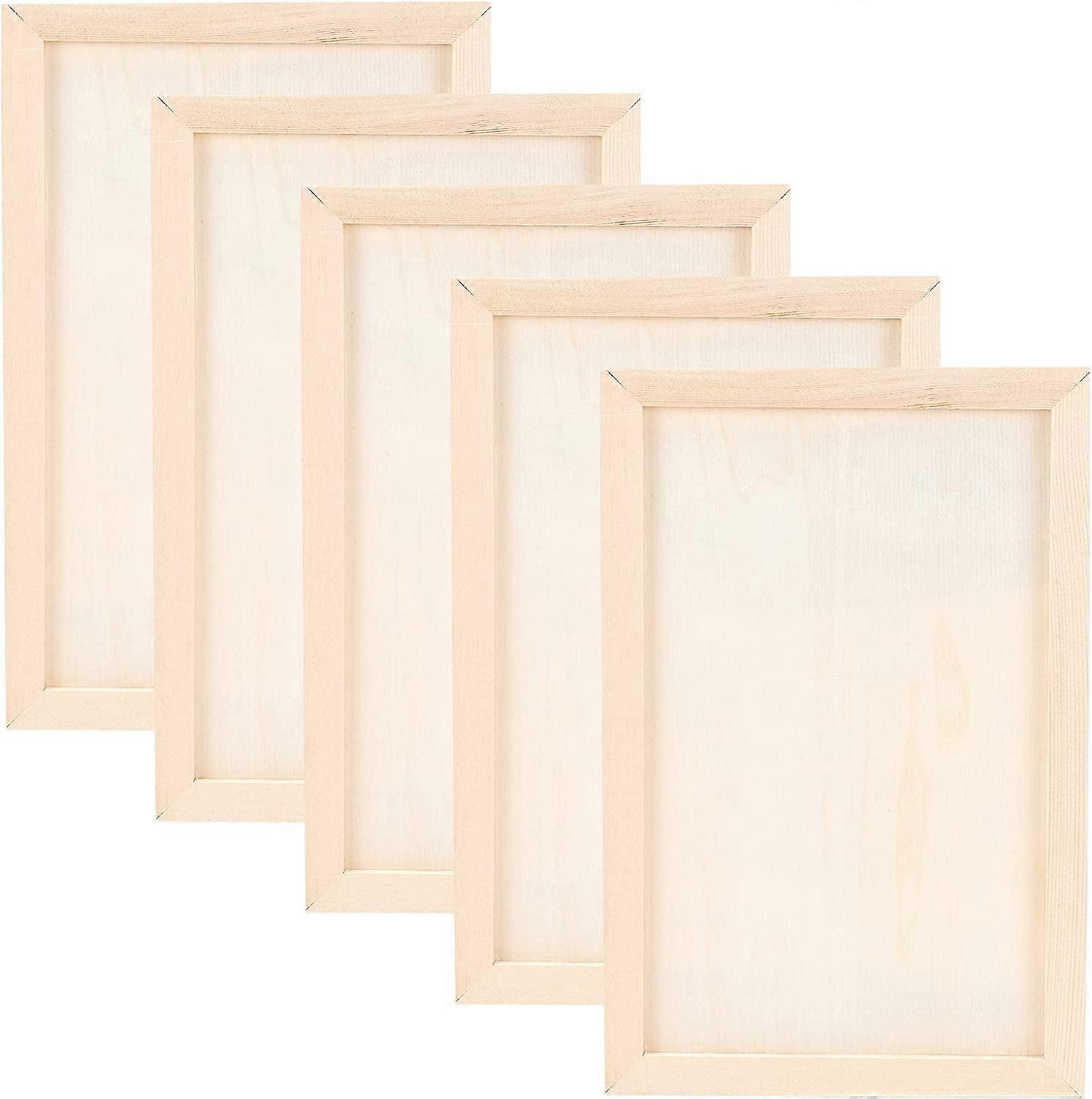 6Pcs Wooden Picture Frame Rectangle Craft Frames Set Natural Wood DIY Photo Frame Wood Canvas Panel Boards for Tabletop Display and Crafts DIY Paintin