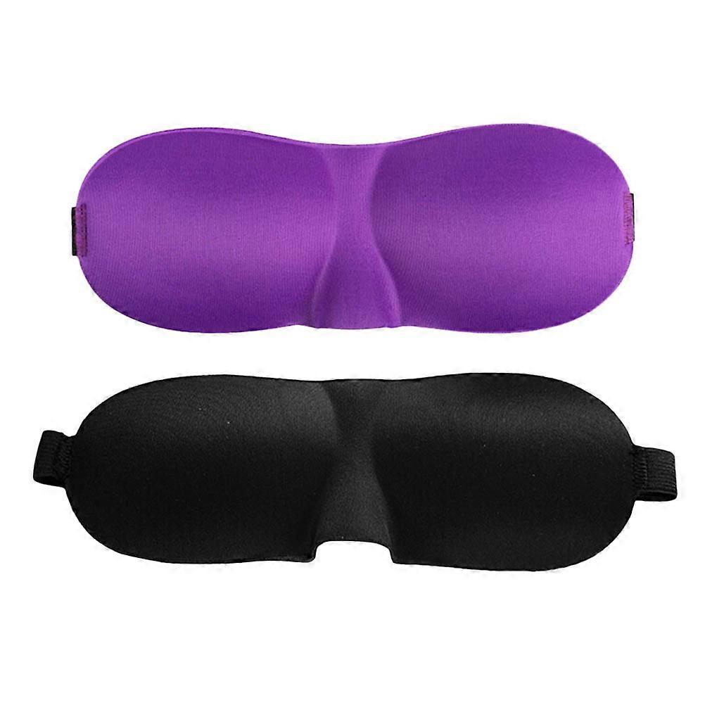 2 Pcs Sleep Mask Lightweight Comfortable Super Adjustable 3D Contoured Eye Masks Night Blindfold Eyeshade for Sleeping Travel Work Naps (Purple and Bl