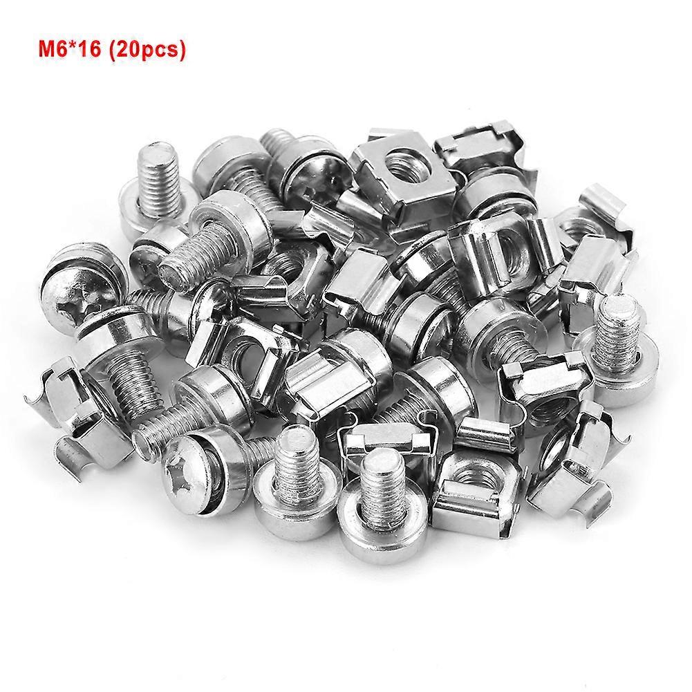 20 stk sett Network Cabinet Rack Skruer og Cage Nuts sortiment Kit (M6 * 16)