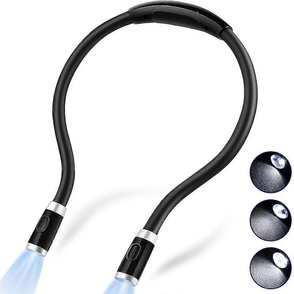 Rechargeable LED Book Light, Neck Hug Reading Lights for Reading In Bed, Hand-Free Super Flexible, 3 Adjustable Brightness Levels