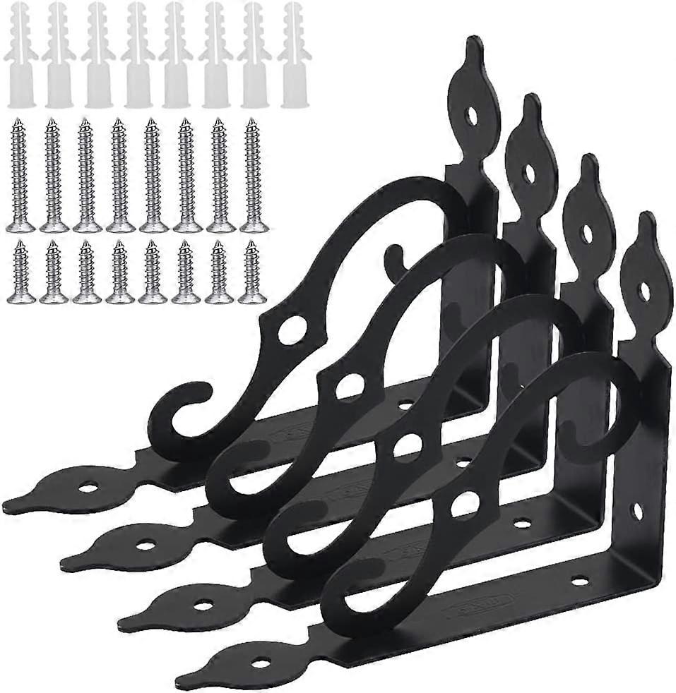 4 Pieces Wall Shelf Bracket,Iron Shelf Brackets,Floating Shelf Bracket,Triangular 90 Degree Fixing Bracket,Suitable for Kitchen,Bathroom,Desk 14*11*2.