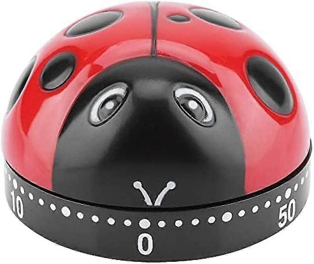 Ladybug Cooking Timer, Mechanical Clockwork 60-minute Timer, Kitchen Alarm Clock, Baking Cooking Clock, No Battery Required, Red