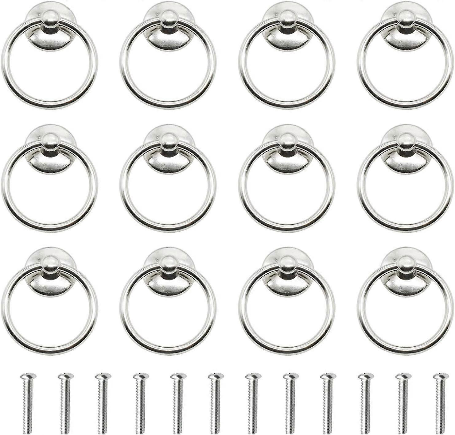 12 Pieces Drawer Pull Ring Knobs Metal Ring Pull Handle Knobs Used for Cabinet Drawer Cupboard Dresser Door