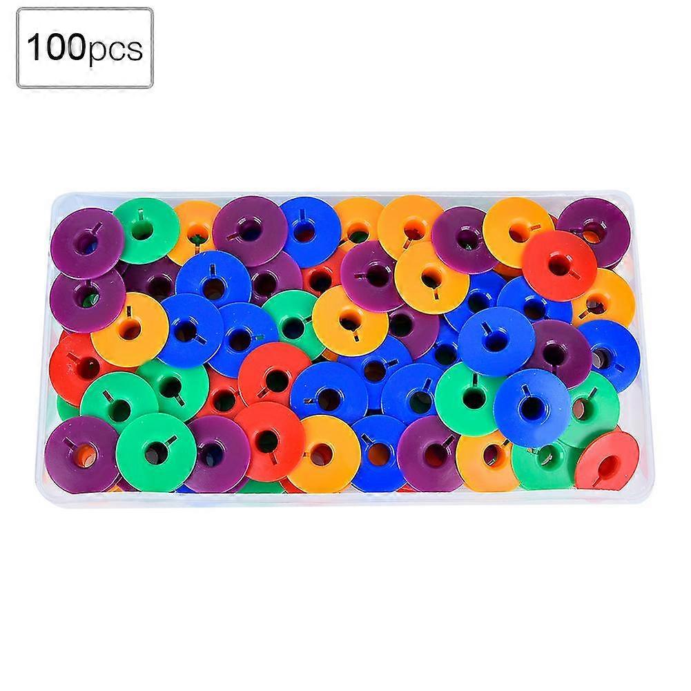 100pcs Multicolor Plastic Bobbins - Industrial Flat Sewing Machine Parts