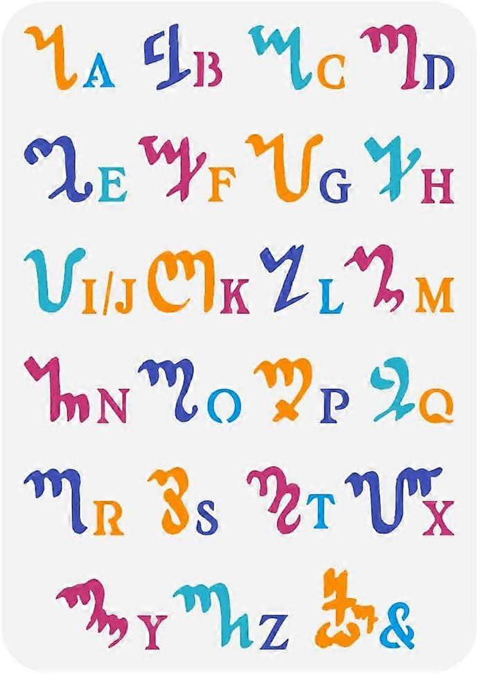 Witchcraft Theban Script Painting Stencil 8.3x11.7inch Large Theban Script Stencil for Painting Reusable Witchcraft Drawing Template Symbol Theme Sten
