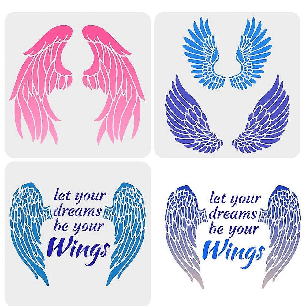 1Set 3PCS Angel Wings Stencils 30x30cm Plastic Wings Stencil Template 4 Pairs of Wings Pattern Large Stencil DIY Wall Craft Stencils