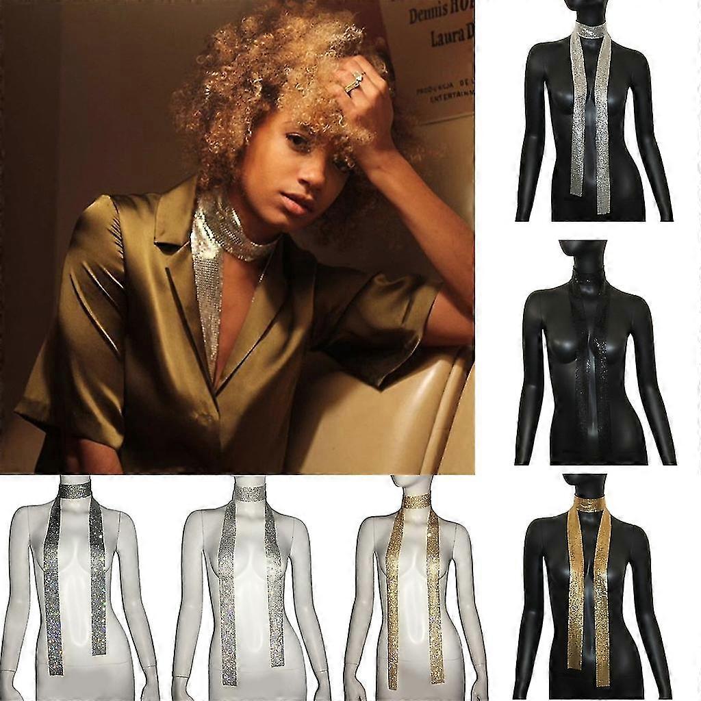 thumbnail image 5 of FeiKong Pañuelo brillante con lentejuelas de metal para el cuello, pañuelo largo y ajustado para mujer, Yvan, 5 of 5