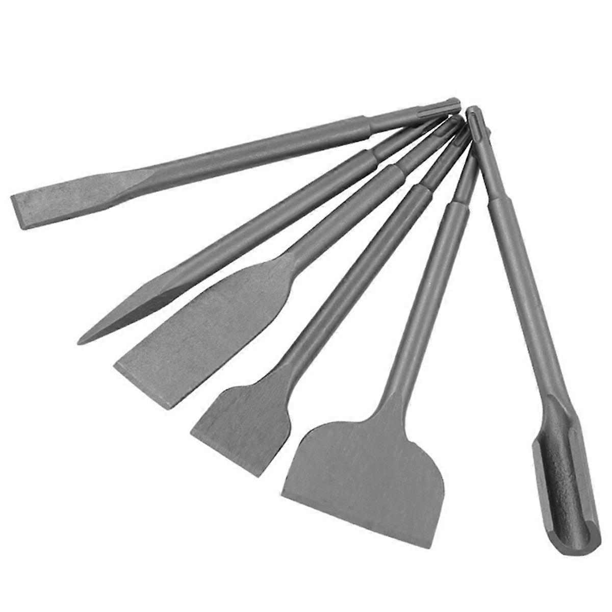 Round Handle, Two Pits and Two Grooves, Electric Hammer Chisel, 6PC Set, Bending and Shoveling Wall Concrete Impact Bit.