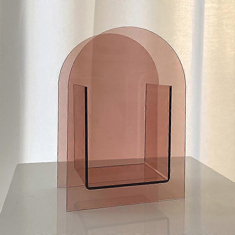 Geometric Vase Acrylic Pink Flowers Floral Home Art Decoration Design Soft Decoration Model Room