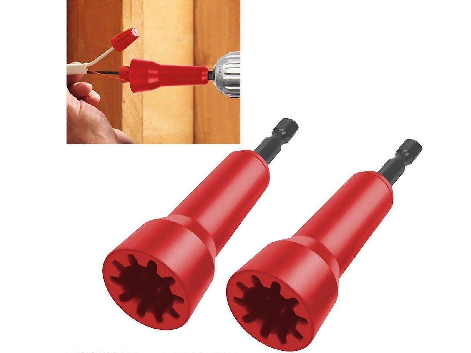 2Pcs 1/4 inch Chuck Wire Nut Twister Multifunctional Wire Twisting Tool - Red