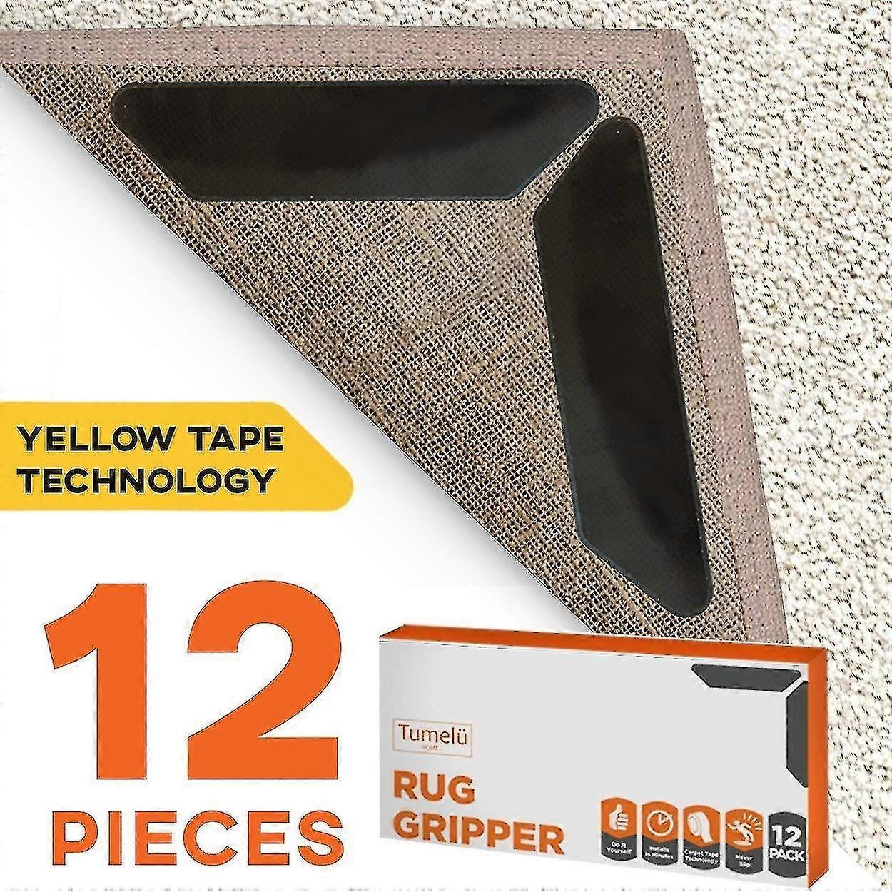 12pc Premium Large Size Anti Curling Carpet Tape Rug Gripper