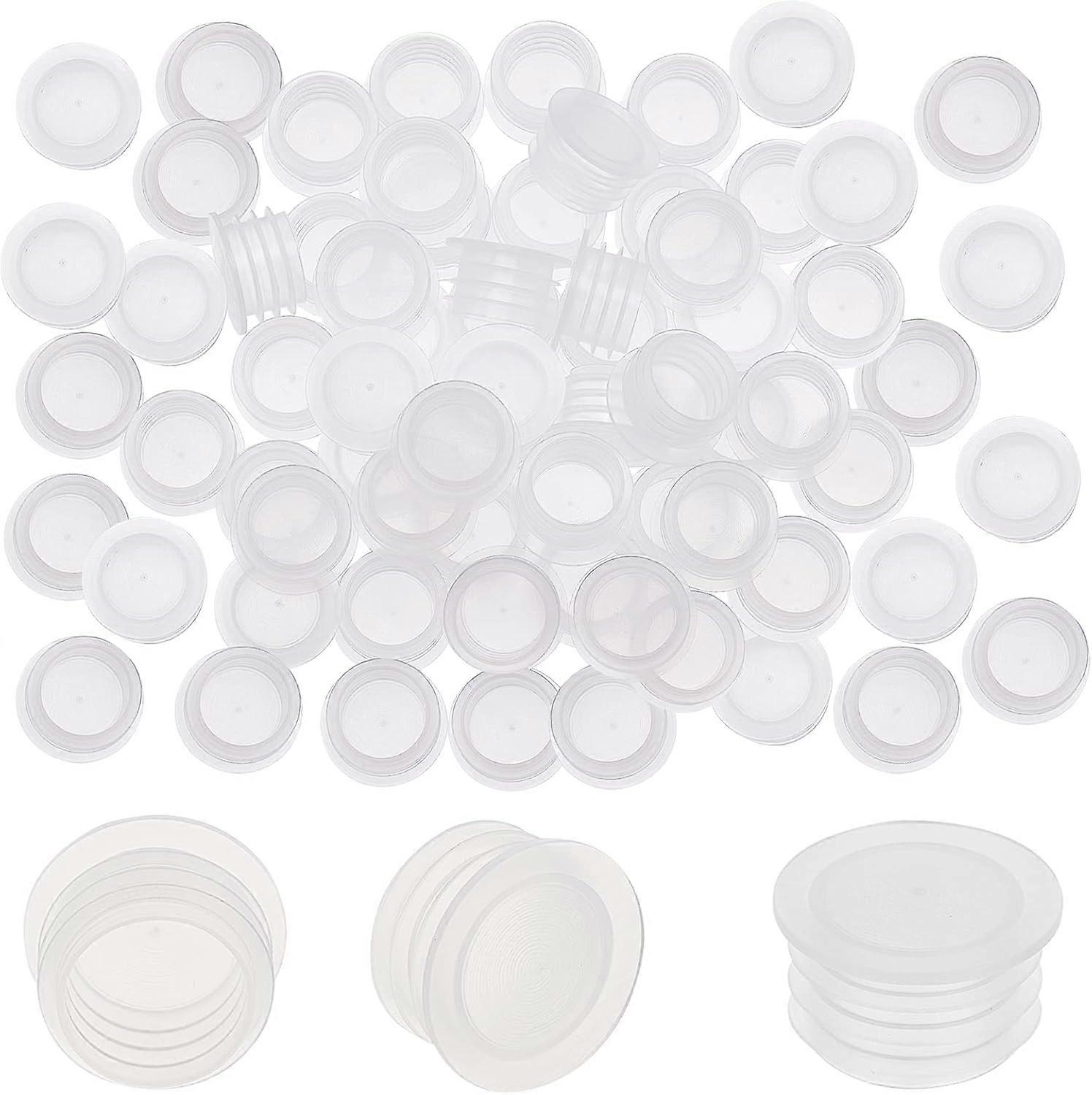 1/2" 50PCS Salt and Pepper Shaker Stoppers Plastic Stopper Replacement Plug Bottle Caps Reusable Clear Round Plastic End Cap Storage Tool for Pots Bot
