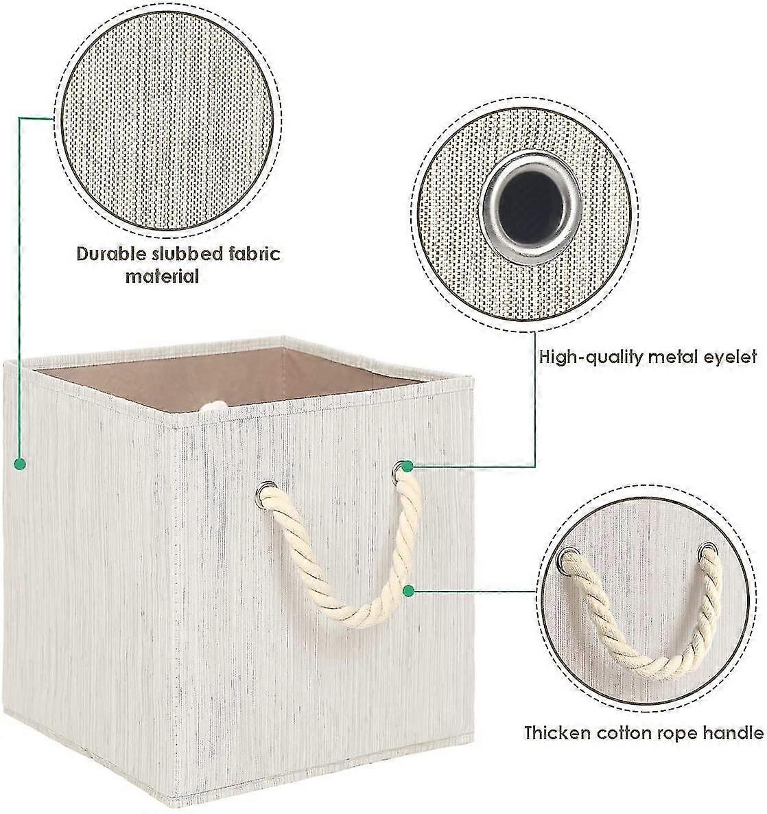 4 Stück Aufbewahrungswürfel – 33x38x33 Cm, Leinen, Faltbar, Mit Griffen, Für Regale & Schrank, Beige