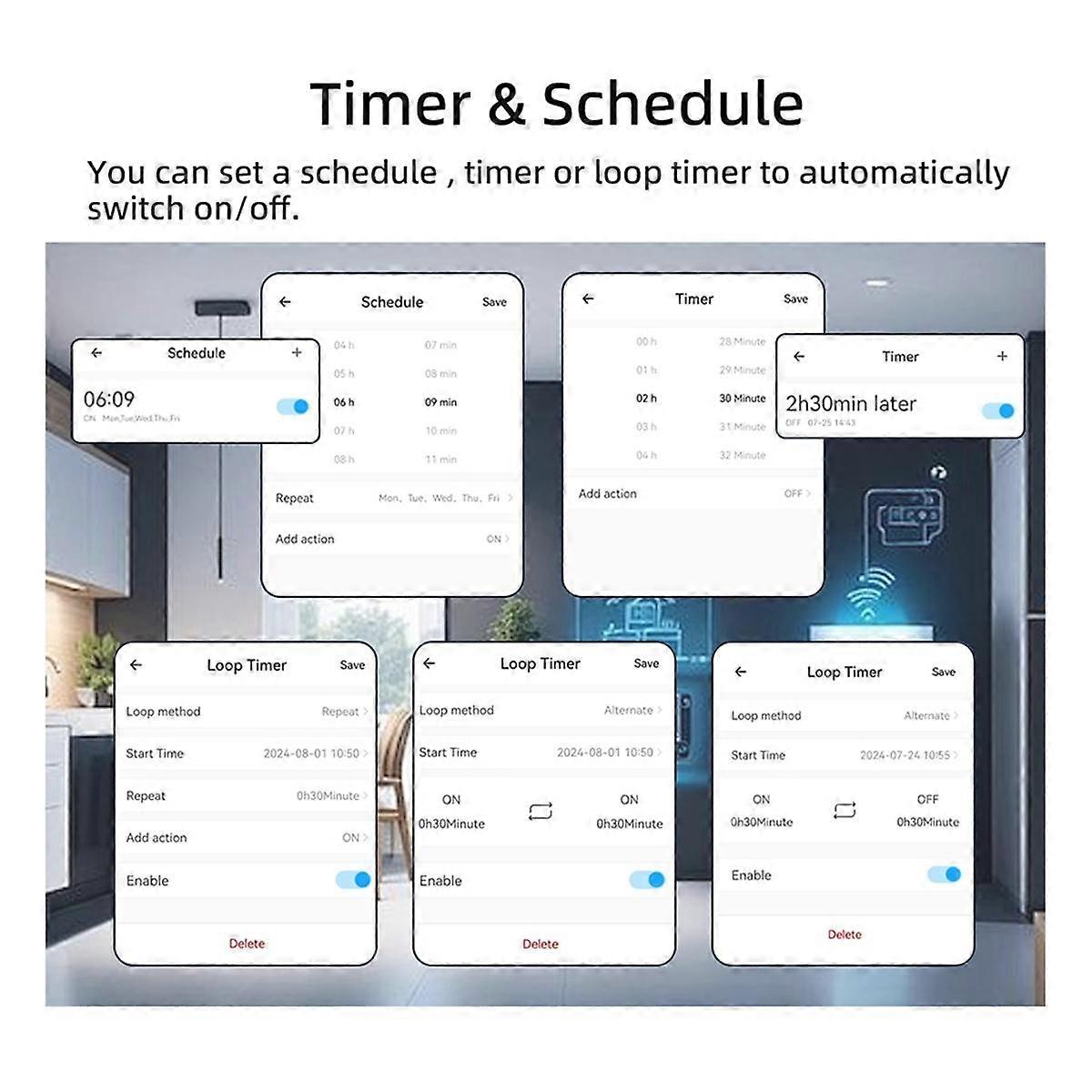 WiFi Smart Temperature and Humidity Switch with 1M Sensor 20A Temperature Humidity Switch Supports