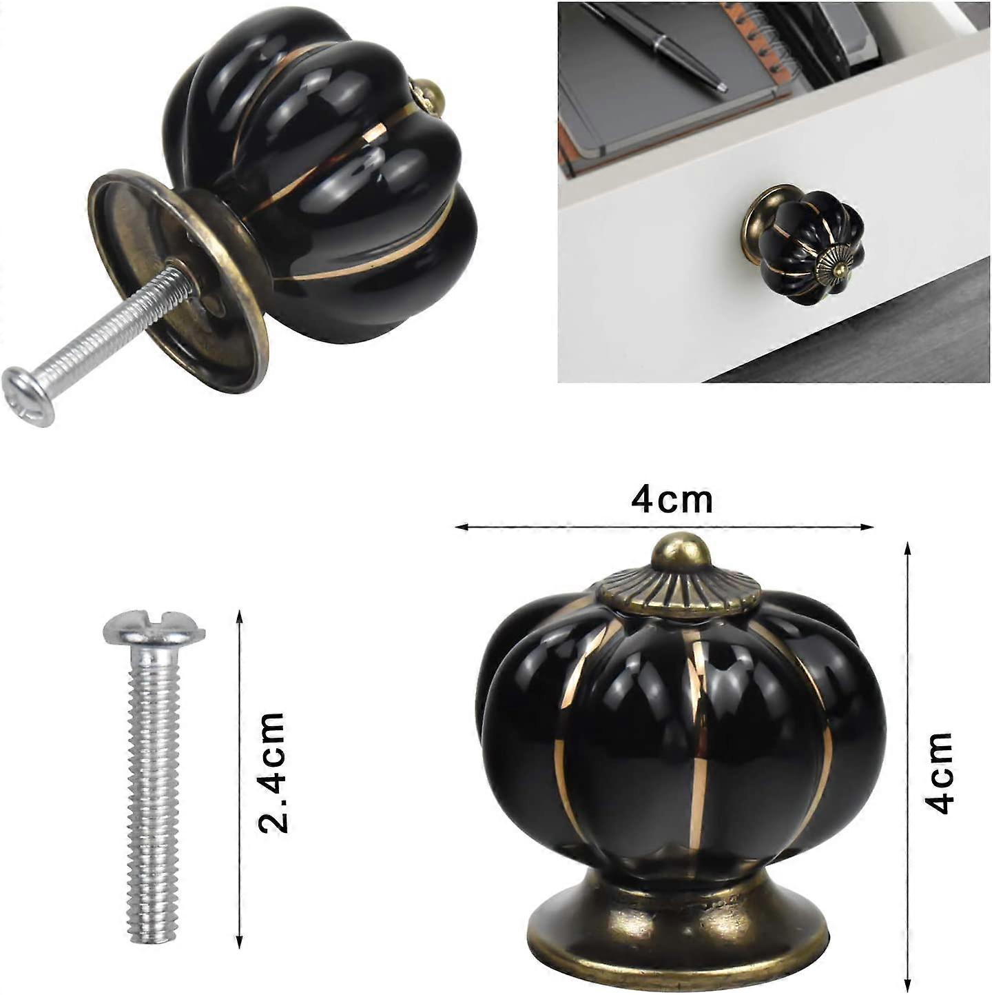 thumbnail image 2 of Ceramic Pumpkin Knob – Colorful Dresser Drawer Cabinet Pull – 40mm 2 of 4