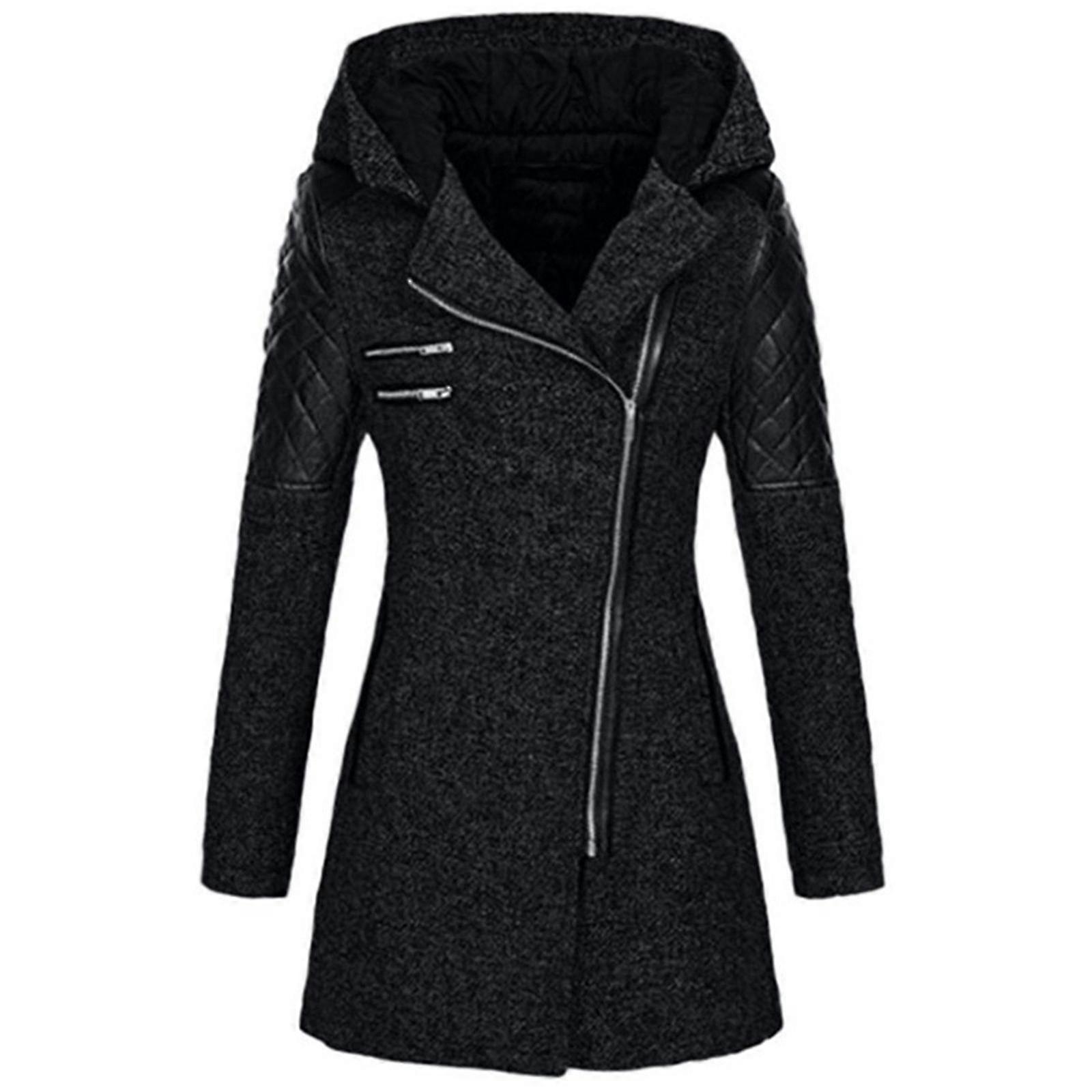 Women's Oblique Zipper Slim Fits Hoodie Jackets Stylish Warm