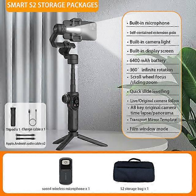 Smart S2 Gimbal Stabilizer for iPhone and Android Professional Industry-Standard 3-Axis with Extendable Rod