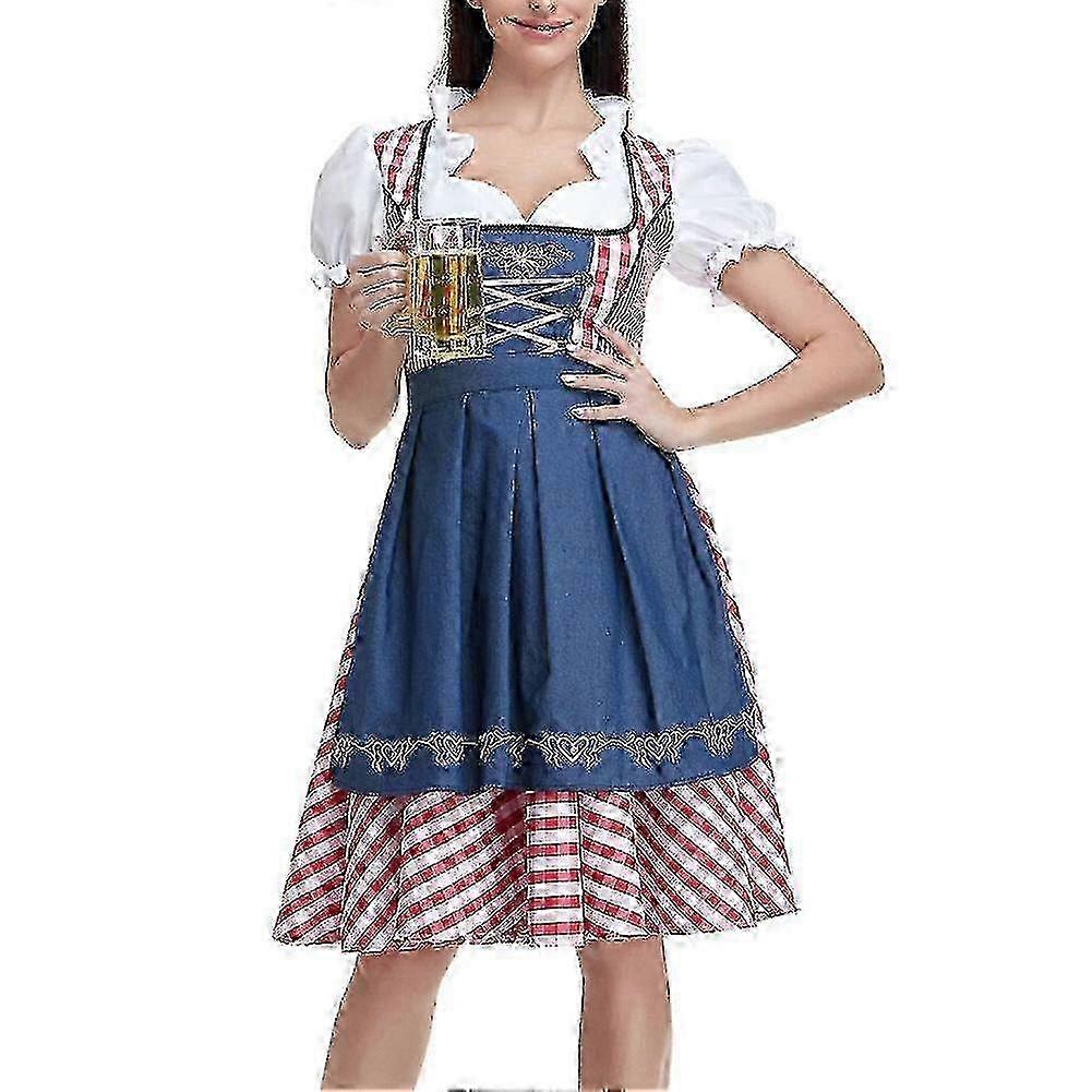 Női hagyományos Oktoberfest jelmez Német sör wench Dirndl ruha kötény cosplay jelmez - JA