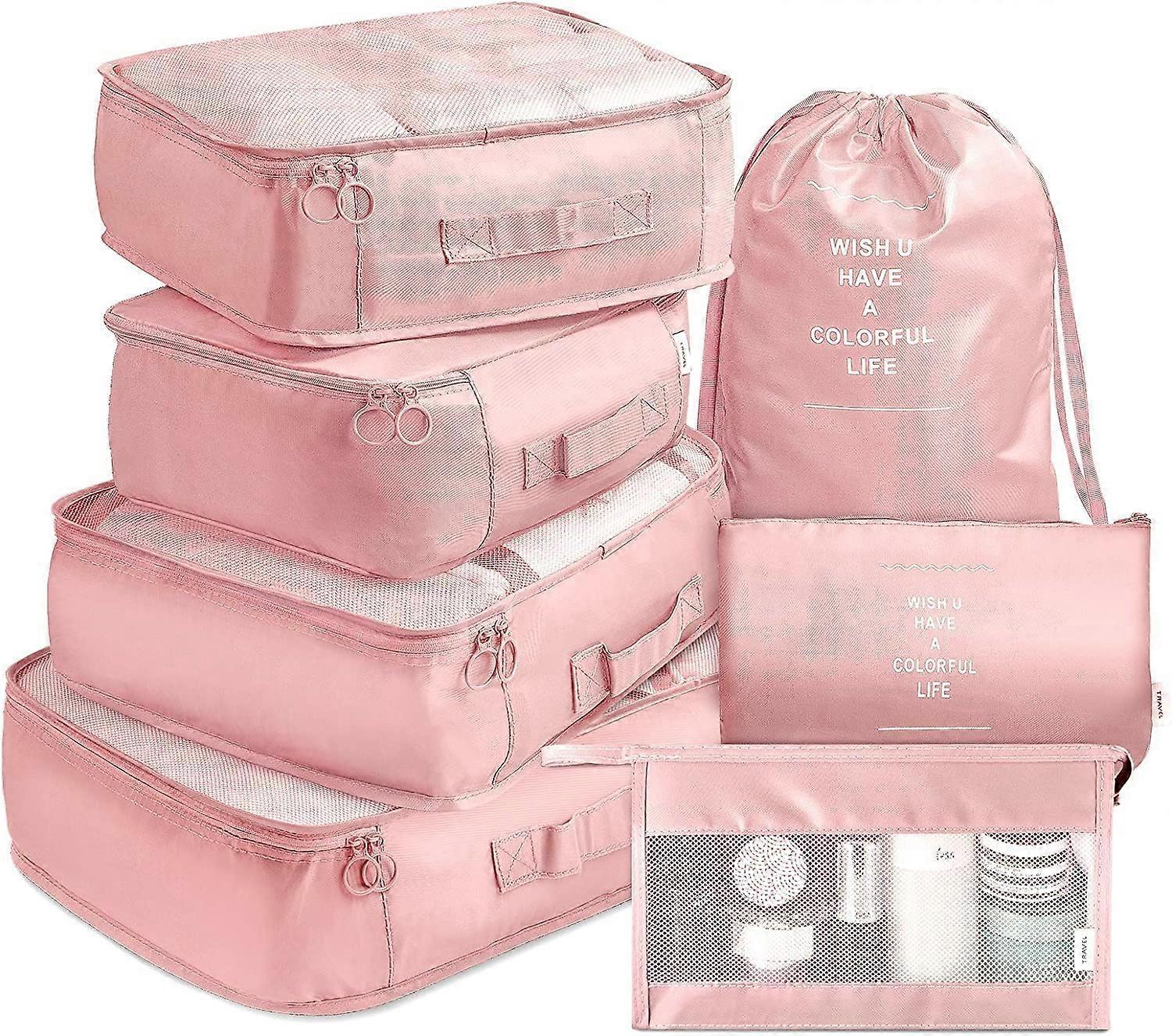 Packing Cubes for Travel 7Pcs Travel Cubes Set Foldable Suitcase Organizer Lightweight Luggage Storage Bag