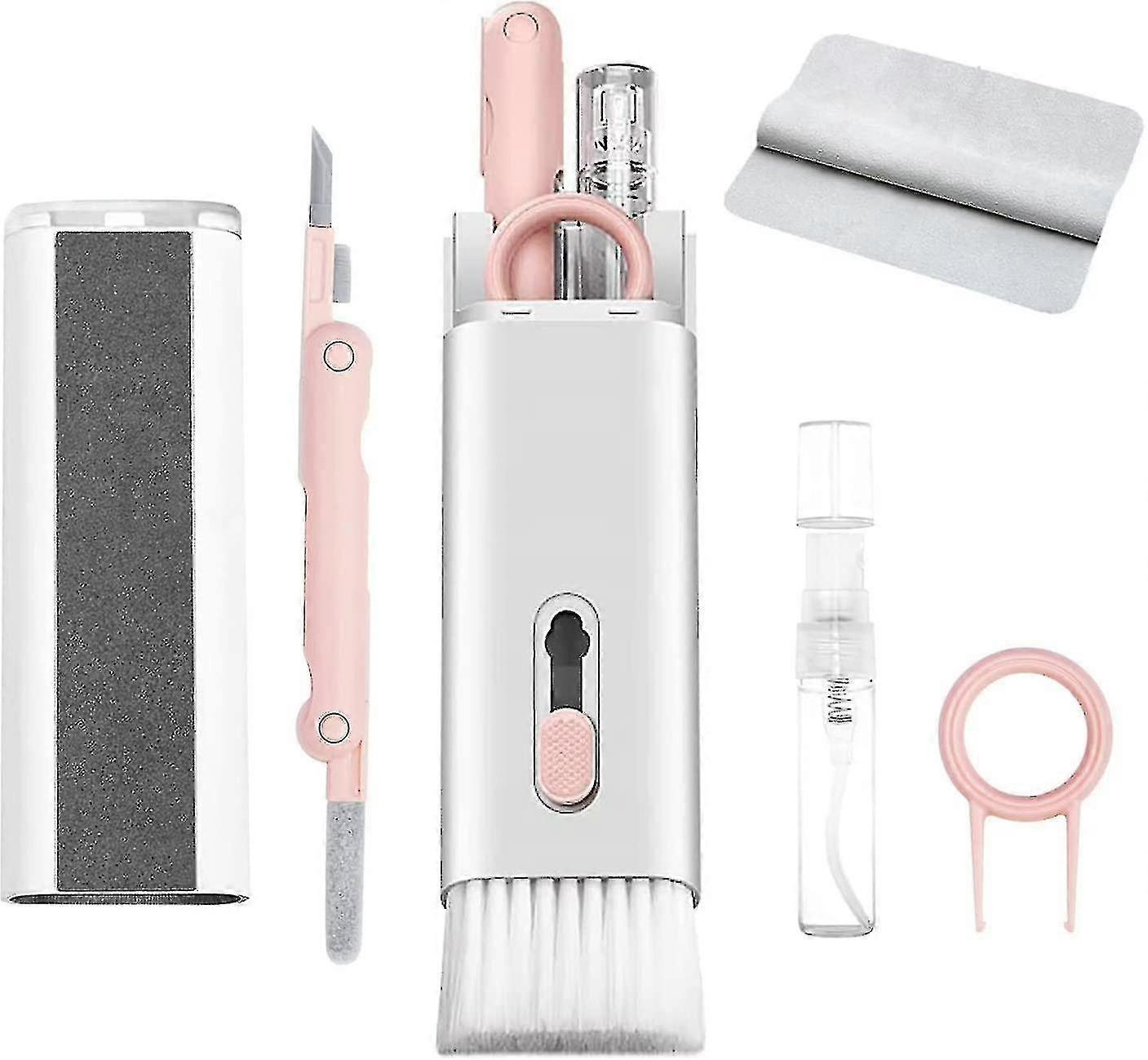 7 في 1 مجموعة منظف إلكتروني متوافقة مع Airpods - منظف الكمبيوتر المحمول ، قلم تنظيف محمول لسماعات الأذن / الهاتف / لوحة المفاتيح