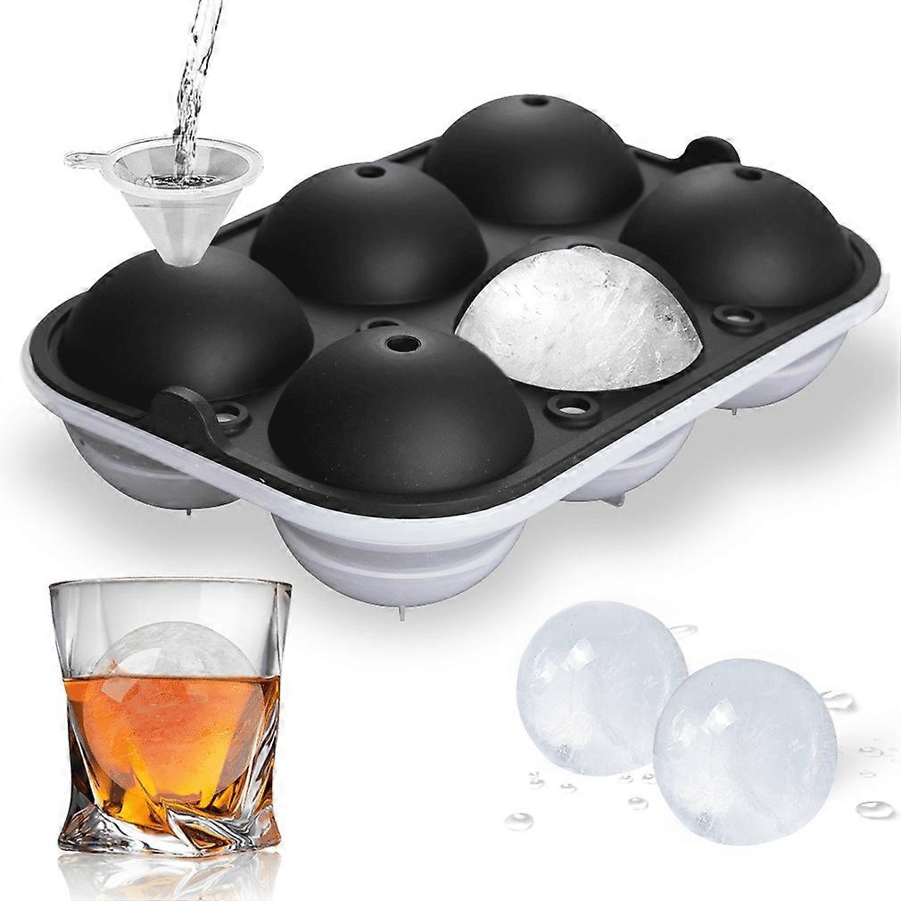 Ice Ball Maker, 2.5 Inch Ice Cube Tray, Easy Remove Silicone Round Ice Ball Tray With Lid And Funnel